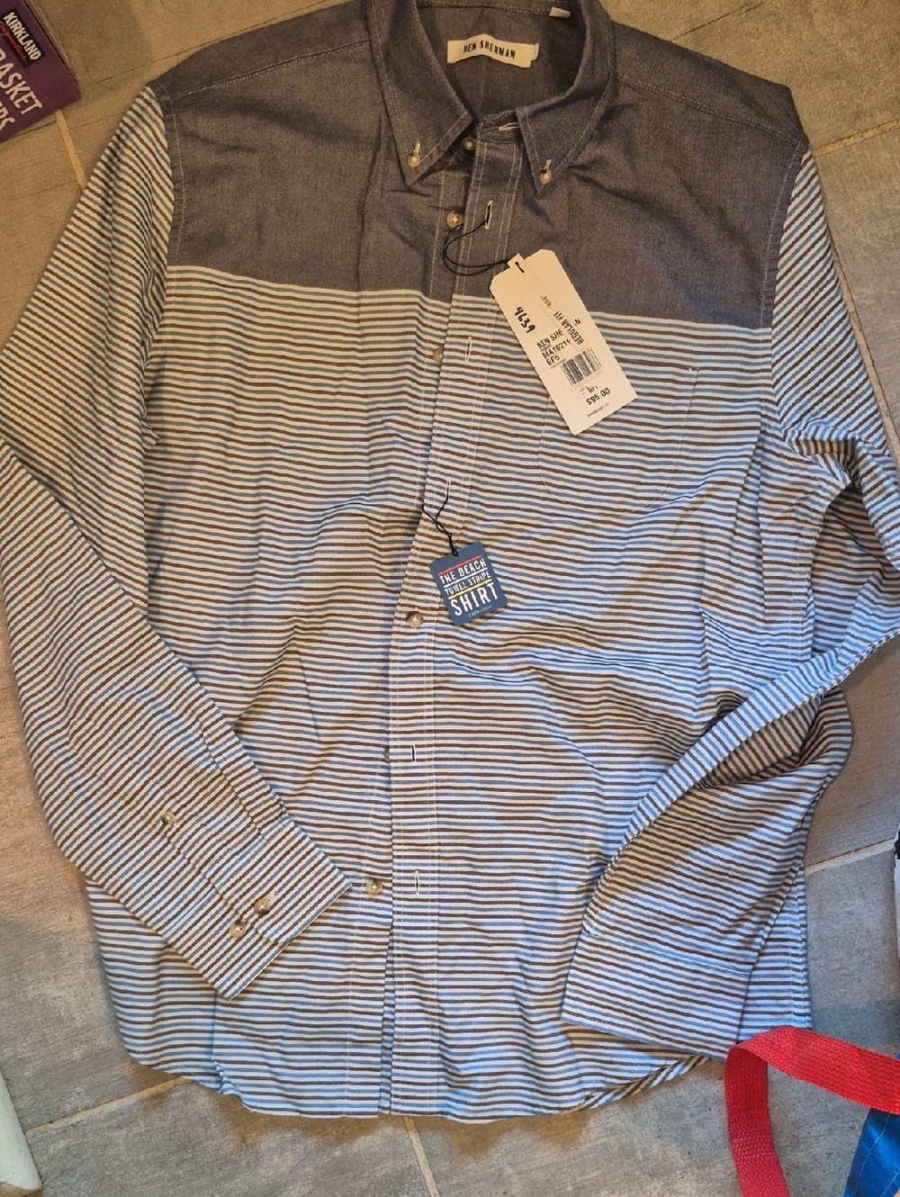 Ben Sherman Men's Blue Striped Oxford Button-Down Shirt